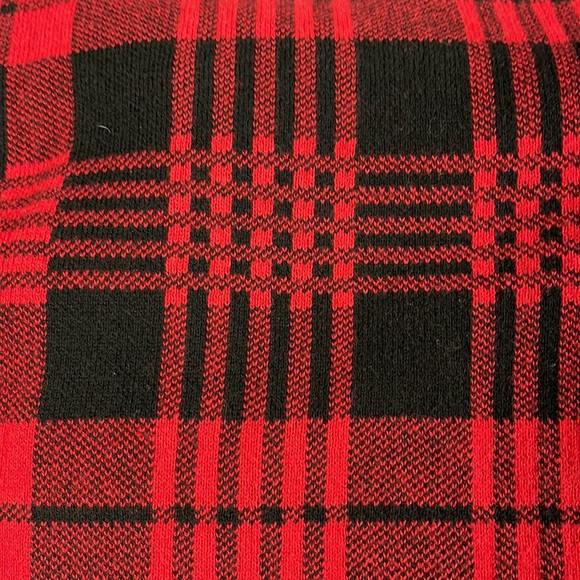 MEROKEETY Red Black Plaid Cotton Sweater M - Picture 6 of 9